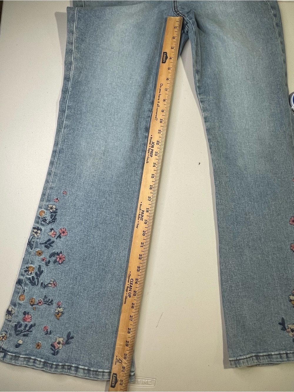 Jessica Simpson 16 Light Blue Floral Embroidered Daisy Flare Jeans VGUC - Picture 5 of 9